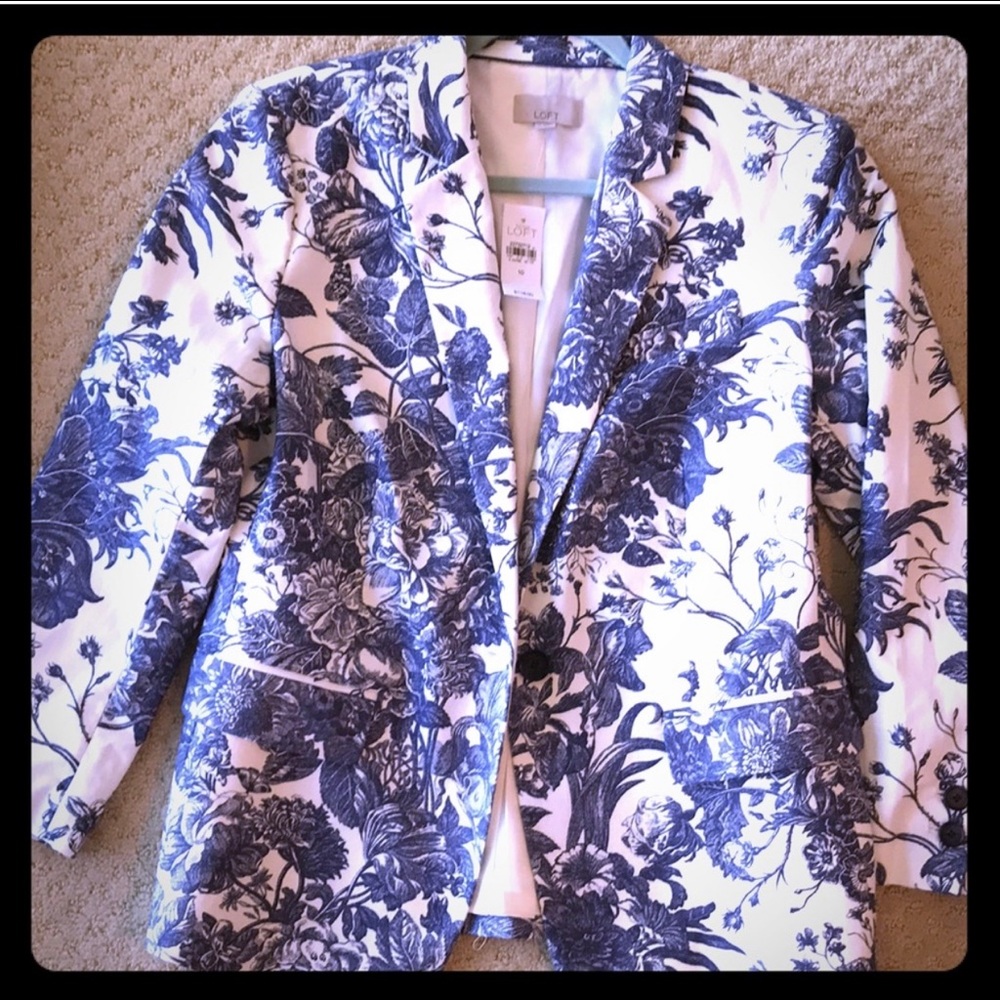 Blue Floral print blazer